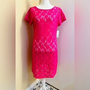 NWT Jessica Howard | Hot Pink Floral Lace Cover Up | Size 8-10